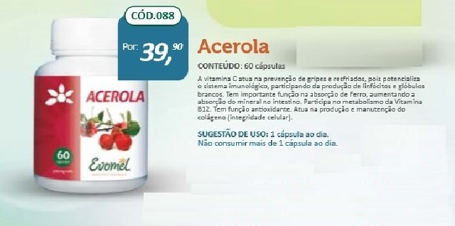 Foto 1 - Acerola 60 caps rg anvisa 6 58840018